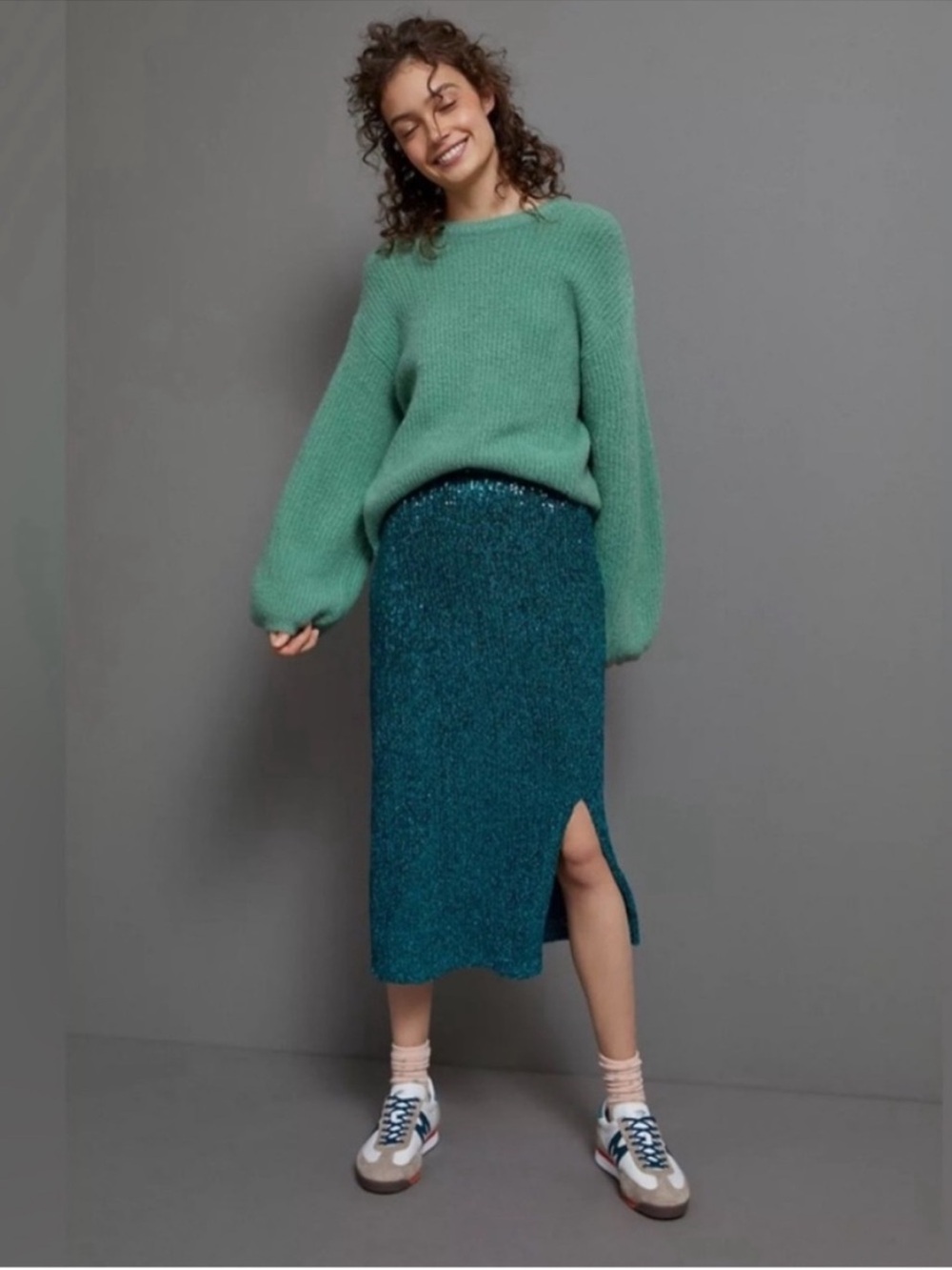 Anthropologie Maeve Alicia Sequined Midi Skirt